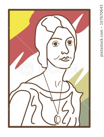 Line illustration of vintage painting Line illustration of vintage painting 107670645