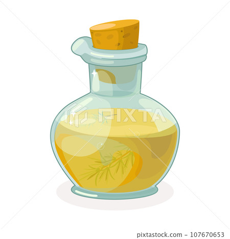 Illustration of bottle with aromatic oil Illustration of bottle with aromatic oil 107670653
