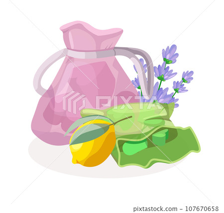 Illustration of aroma and spa accessories 107670658