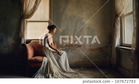 Abstract Conceptual for A Young Woman Longing. Generative AI. 107672783