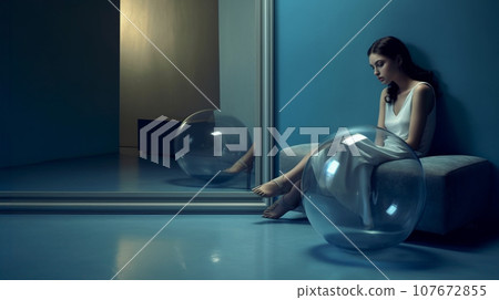 Abstract Conceptual for A Young Woman Longing. Generative AI. 107672855