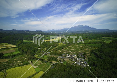 Aerial photography of Sekinoocho, Miyakonojo City, Autumn R5 107673676