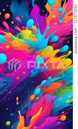 abstract bright colorful paint splash background with 3d render 107673842