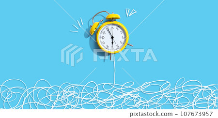 Alarm clock with chaos and confusion theme Alarm clock with chaos and confusion theme 107673957