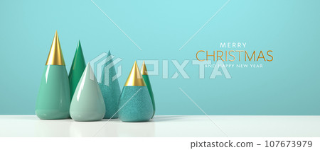 Geometric shape of Christmas tree ornaments - 3D Geometric shape of Christmas tree ornaments - 3D 107673979