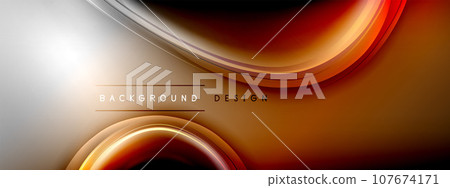 Circles lines and bubbles on bright glowing effect gradient with light and shadow effects. Dynamic interplay of light, shadow and depth. Futuristic and rhythmic technology design 107674171