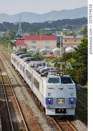[Vertical composition/driver blurred] Special train by Kiha 183 series at JR Onakayama Station 107674638