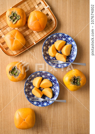 Seedless persimmon (Tone Wase) from Nara Prefecture Seedless persimmon (Tone Wase) from Nara Prefecture 107674802
