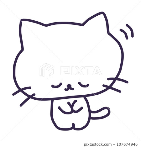 一隻可愛的白色小貓鞠躬的插圖 107674946