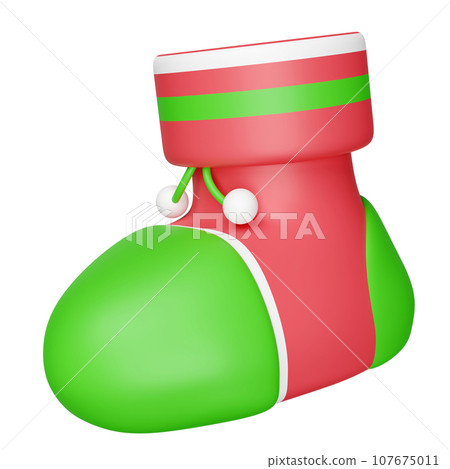 3d Christmas sock isolated. merry christmas and happy new year, 3d render illustration 3d Christmas sock isolated. merry christmas and happy new year, 3d render illustration 107675011