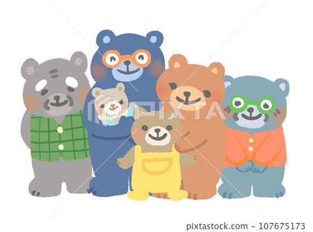 A warm illustration of a three-generation bear family 107675173