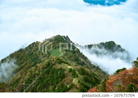 The view from the mountain trail of Mt. Ishizuchi 107675704