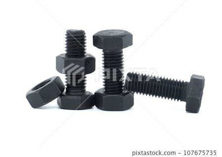 Bolts and nuts isolated on white background Bolts and nuts isolated on white background 107675735