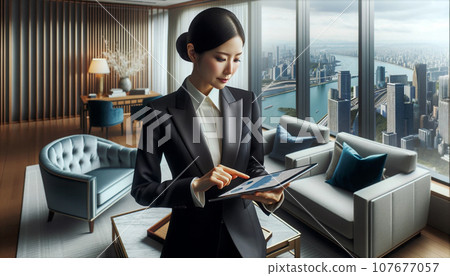 Woman in suit "Checking at the president's office" 107677057