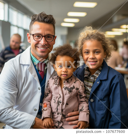 Doctors and patients in a hospital 107677600