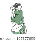 Everyday life in the Edo period: A woman taking care of her Japanese hair 107677655