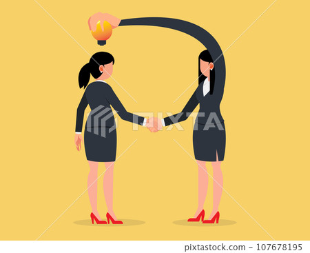 Business women stealing idea from the other. incorrect choice concept Business women stealing idea from the other. incorrect choice concept 107678195