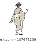 Everyday life in the Edo period, woman in kimono from behind 107678209