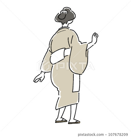 江戶時代的日常生活，背後穿著和服的女人 107678209