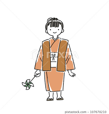 Everyday life in the Edo period: A child facing forward 107678210