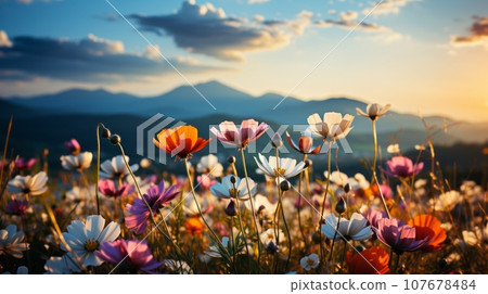 夕陽照亮的花田:AI 作品 夕陽照亮的花田:AI 作品 107678484