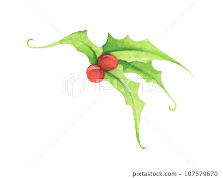 Watercolor painting of cute green leaf. 107679670