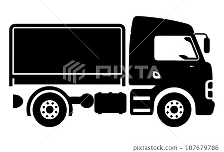 Commercial van icons set, Simple truck silhouette, Delivery icon Commercial van icons set, Simple truck silhouette, Delivery icon 107679786
