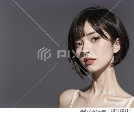 Woman with short bob (AI generated image) 107680114