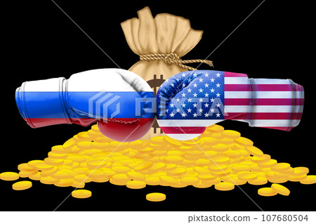 3D Flag of Russia and USA 3D Flag of Russia and USA 107680504