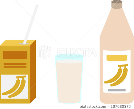 Banana juice illustration set Banana juice illustration set 107680573