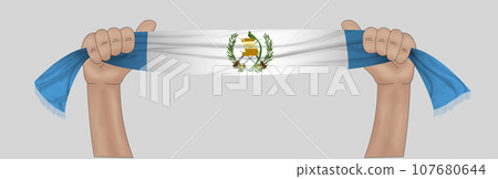 3D Flag on ribbon in hand 107680644