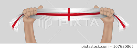 3D Flag on ribbon in hand 107680865