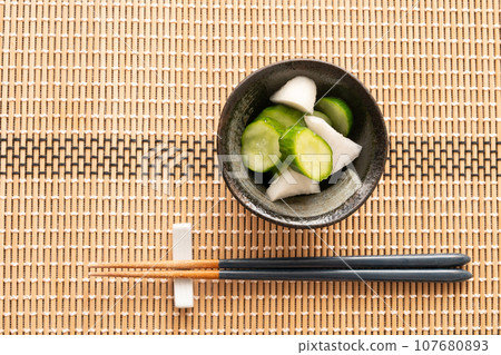 pickled cucumber and turnip 107680893