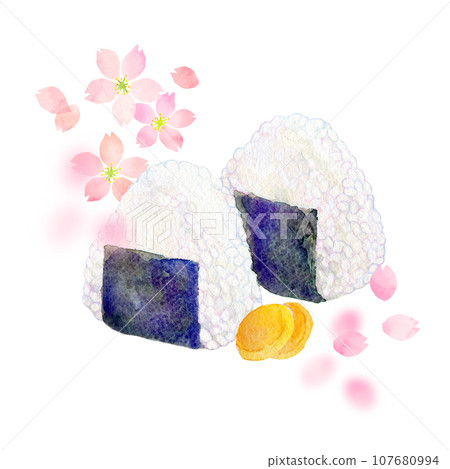 Watercolor illustration cherry blossom viewing lunch box cherry blossom viewing image Watercolor illustration cherry blossom viewing lunch box cherry blossom viewing image 107680994