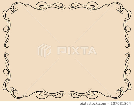 Ornate vintage frame. Swirl ornament. Ornamental curls. Vintage linear border with curlicues. Design a template for invitations, leaflets and greeting cards. Vector illustration Ornate vintage frame. Swirl ornament. Ornamental curls. Vintage linear border with curlicues. Design a template for invitations, leaflets and greeting cards. Vector illustration 107681864