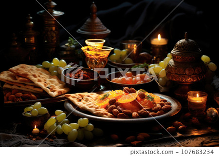 Traditional ramadan iftar food 107683234