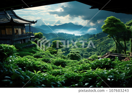 Green tea plantation on mountain Green tea plantation on mountain 107683243