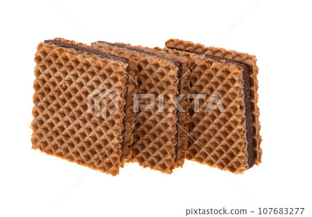 chocolate wafers with nuts isolated chocolate wafers with nuts isolated 107683277