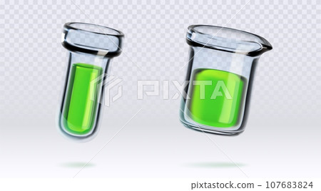 3d chemistry laboratory measuring flask for test 107683824