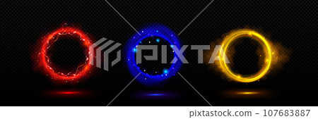 Circular fantastic portal with light neon effect. Circular fantastic portal with light neon effect. 107683887