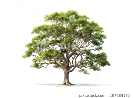 Image of sweet tamarindr tree on white background. Illustration, Generative AI. 107684173