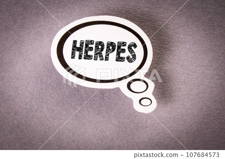 HERPES. Speech bubble with text on gray background HERPES. Speech bubble with text on gray background 107684573