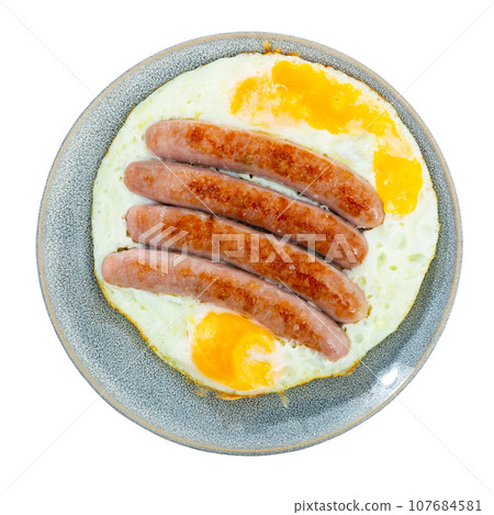Fried Vienna sausages 107684581