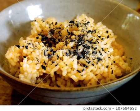 Fermented brown rice topped with black sesame Fermented brown rice topped with black sesame 107684658