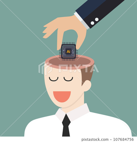 Someone hand put AI processing chip into human brain Someone hand put AI processing chip into human brain 107684756