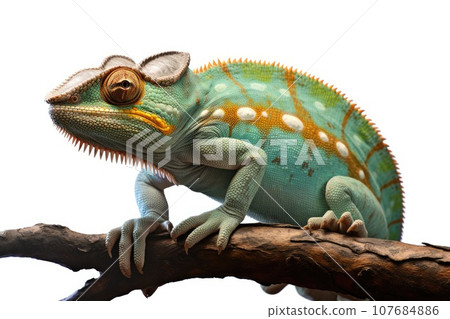 Colorful chameleon on a branch Colorful chameleon on a branch 107684886