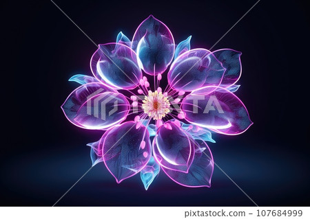 Futuristic glowing flower in neon colors Futuristic glowing flower in neon colors 107684999