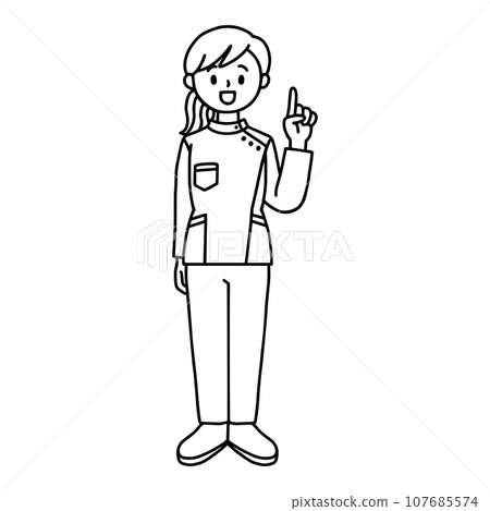 Welfare/medical worker illustration/woman/line drawing Welfare/medical worker illustration/woman/line drawing 107685574