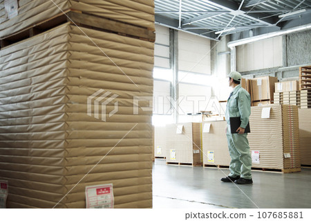 Young worker working in a warehouse 107685881