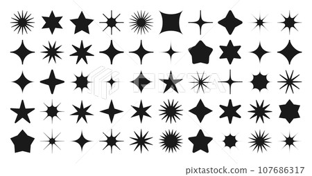 Brutalist geometric shapes, symbols. Simple primitive elements and forms. Bauhaus retro design, trendy contemporary minimalist style. Vector illustration 107686317